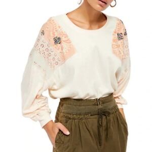 Free People Feelin' It Top Alabaster Combo, Size Small